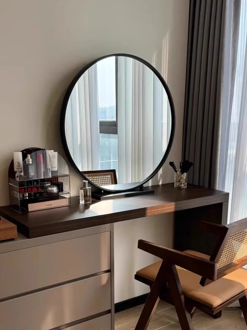 LED Lighted Circular Makeup Mirror | Rotating Vanity Mirror Lighted Vanity Mirror QXL
