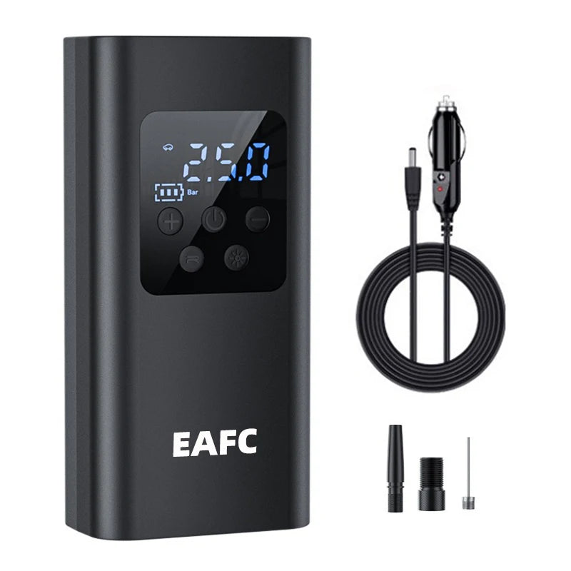 EAFC Wireless & Wired Portable Tyre Inflator with LCD Display Tyre Inflator Pump QXL Wired