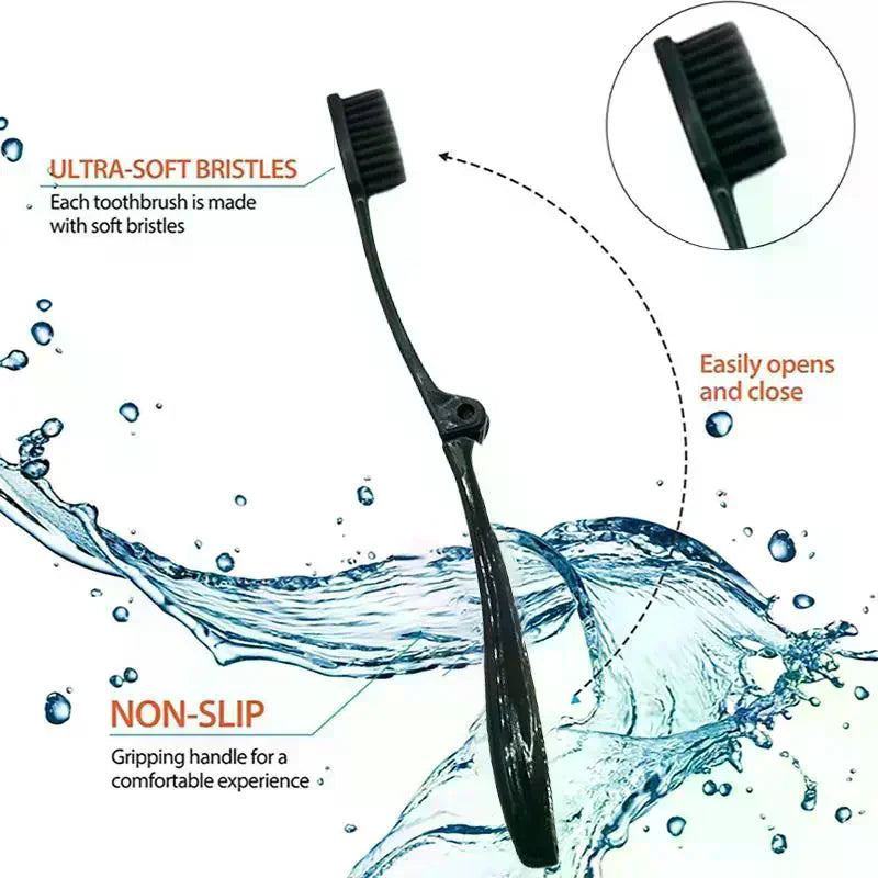 Foldable Bamboo Charcoal Soft Toothbrush | Travel Ready Bamboo Toothbrush QXL