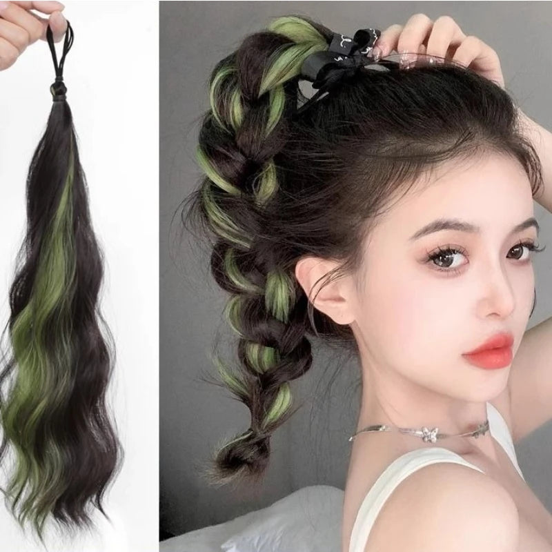 Self-Winding Bun Braid Wig | Colorful Synthetic Ponytail Synthetic Braid Wig QXL