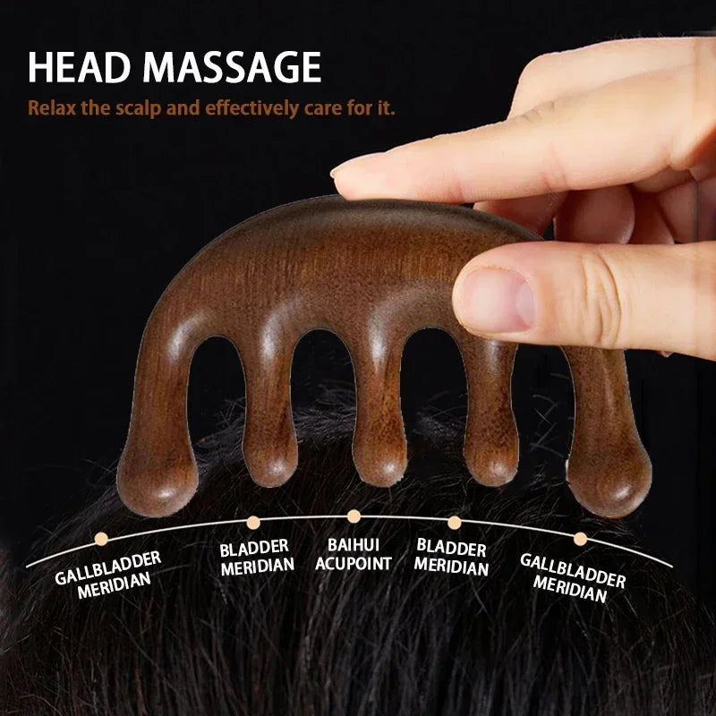 Sandalwood Massage Comb | Scalp & Body Massager Tool Scalp Massage Comb QXL