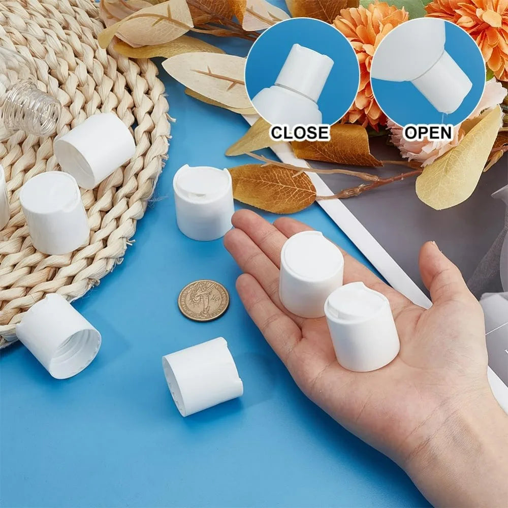 50-Pack White Disc Top Caps 28/410 | Press Flip Bottle Caps Disc Top Bottle Caps QXL