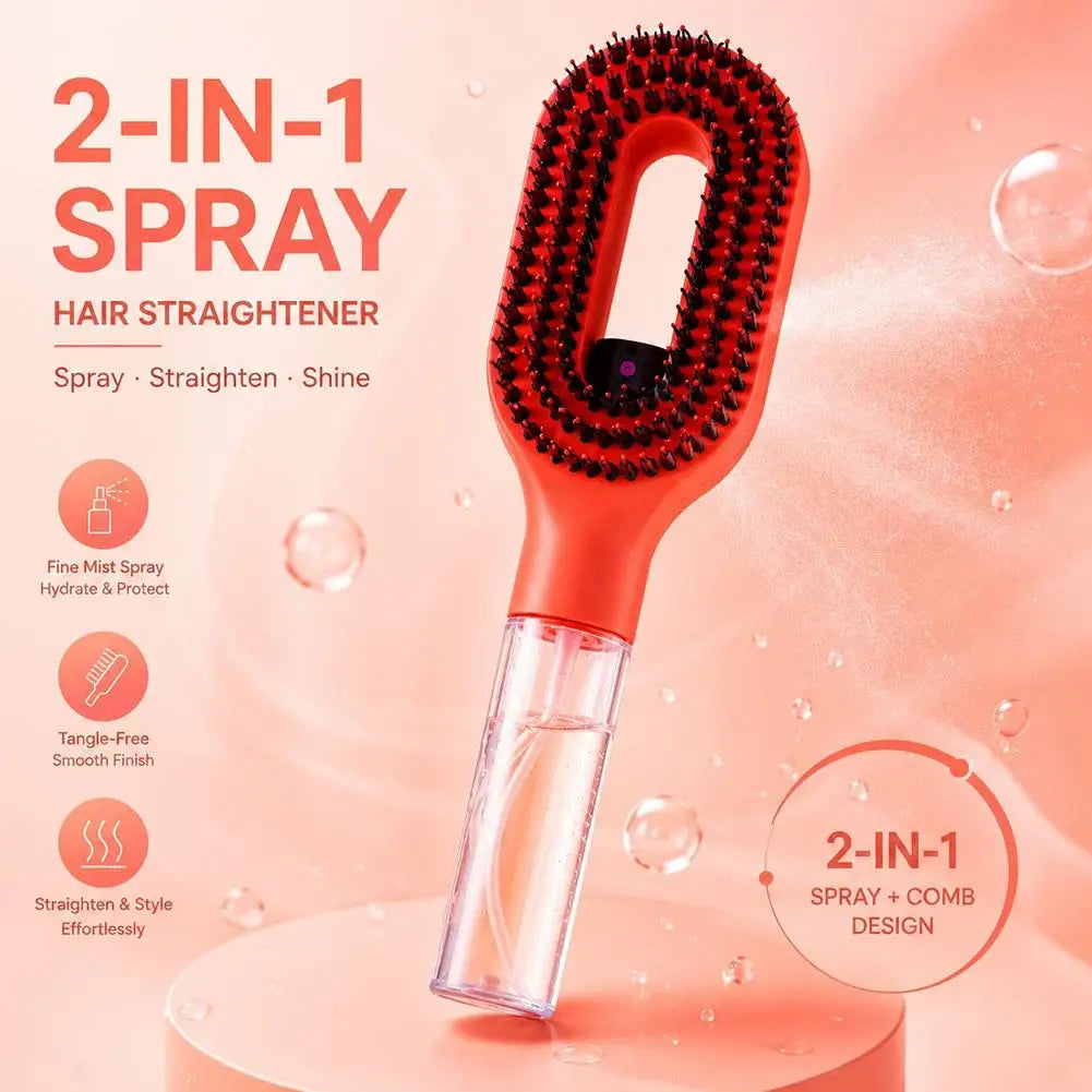 2-in-1 Spray Bottle Hair Comb | Anti-Static Detangler Spray Bottle Hair Comb QXL