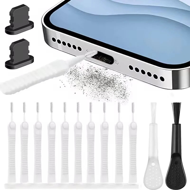 Phone Charging Port Dust Plug & Brush Set – USB-C & iOS Phone Port Protector QXL