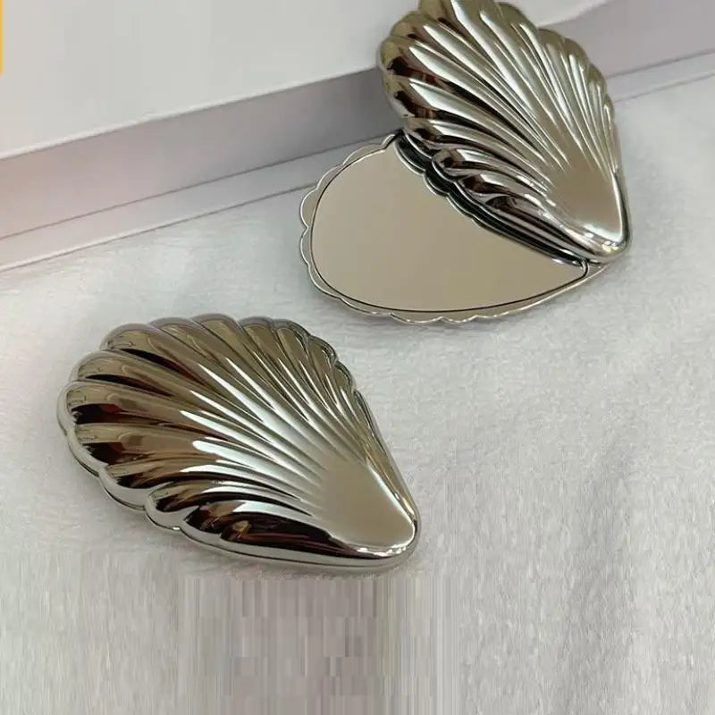 JCSYFAC Seashell Compact Mirror – Double-Sided Foldable Metal Compact Makeup Mirror QXL