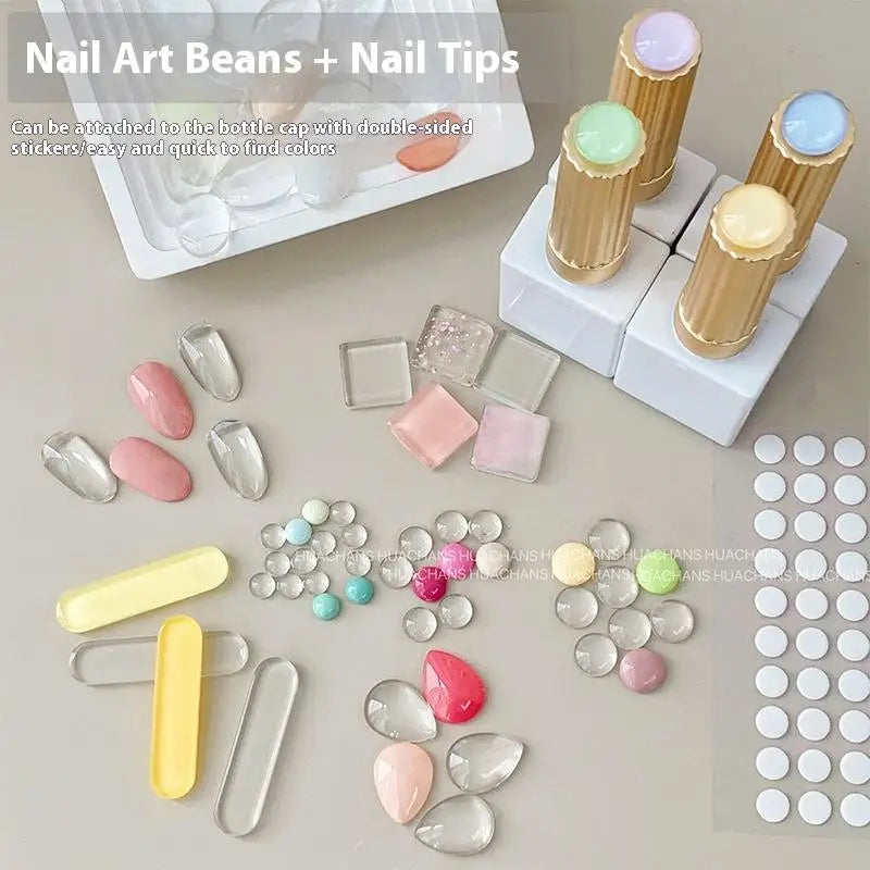 50-Pc Glass Nail Gel Polish Color Display Cards | 3D Bead Chart Nail Color Display Card QXL