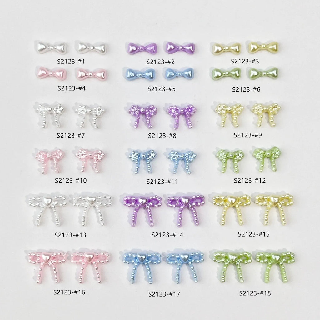 20-Pack 5D Resin Pearl Bow Nail Art Charms | Macaron Bowknot Nail Art Charms QXL
