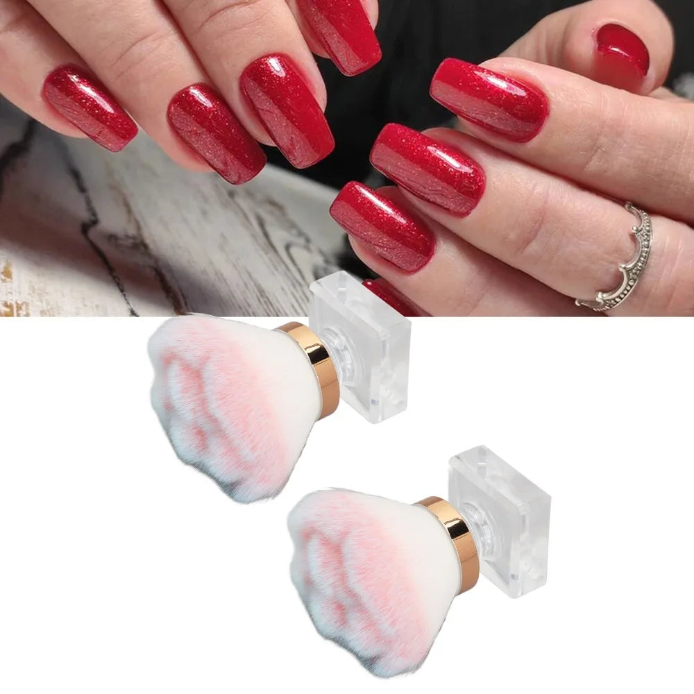 2-Pack Soft Bristle Nail Dust Removal Brushes | Pink Rose Art Nail Dust Brush QXL