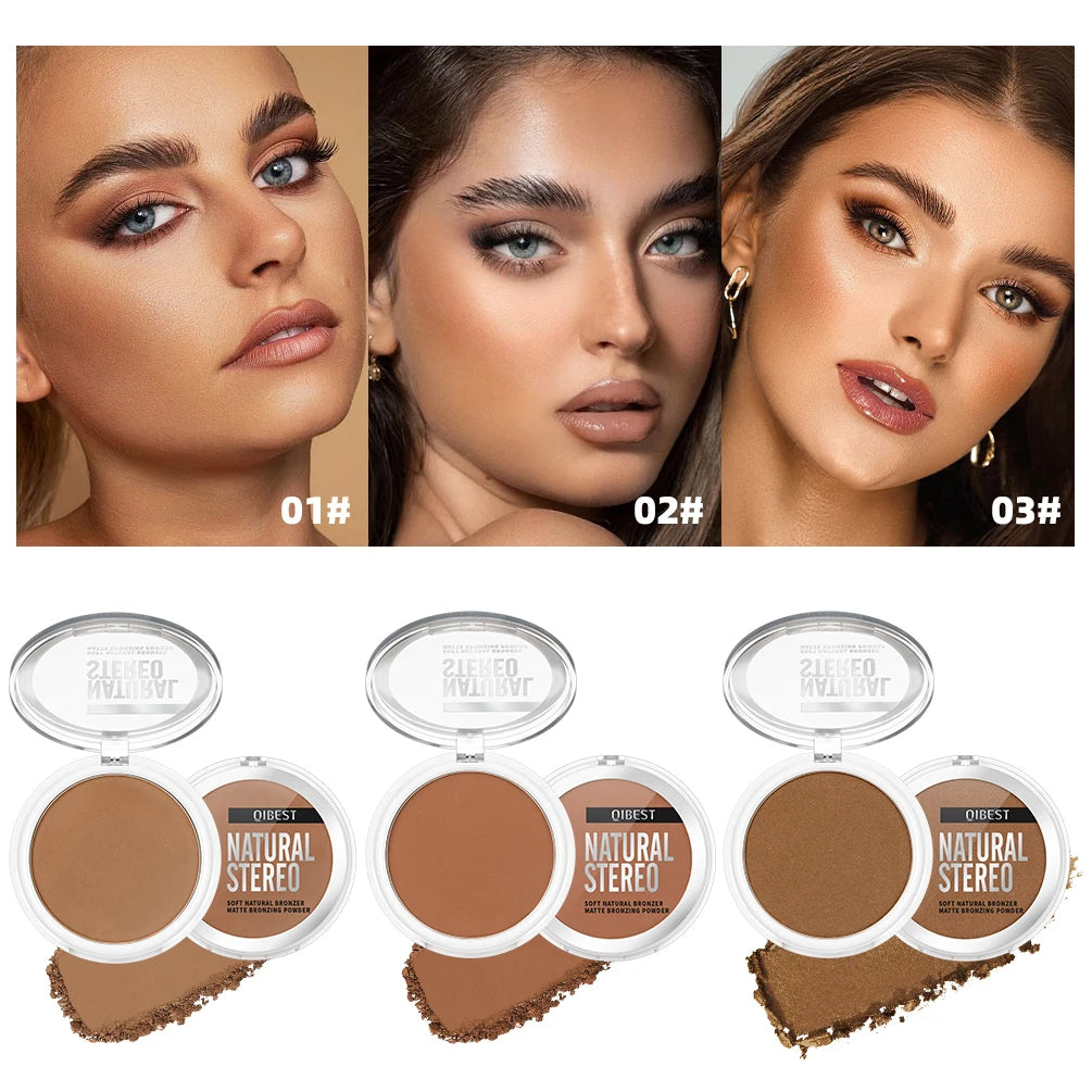 QIBEST 3-Color Highlighter Bronzer Contour Palette | 10g Bronzer Contour Palette QXL