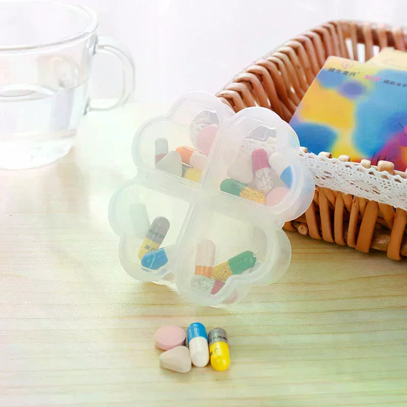 4-Grid Four-Leaf Clover Portable Pill Organizer Box Pill Organizer Box QXL