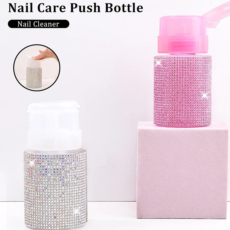 Diamond Refillable Press Pump Bottle | Nail Polish Remover Nail Pump Dispenser QXL