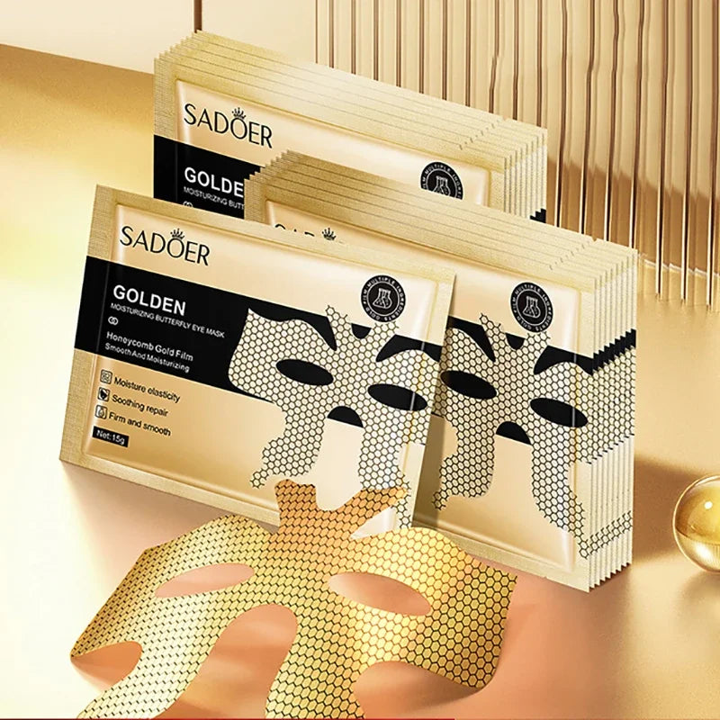 SADOER Peptide Golden Collagen Eye Masks 10 Pairs | Firming Collagen Eye Mask QXL