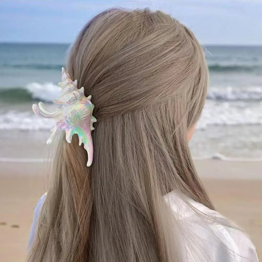 Iridescent Seashell Hair Claw Clip | 3D Conch Design Women Hair Claw Clip QXL