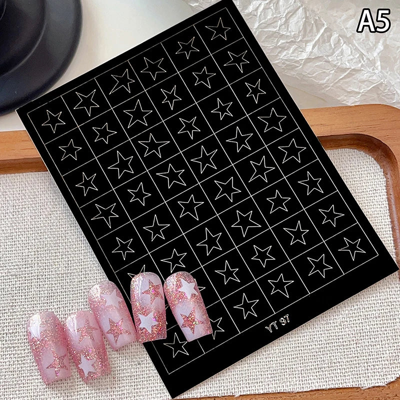 Airbrush Nail Stencils – Hearts, Bows & Stars Hollow Templates Nail Art Stencils QXL A5