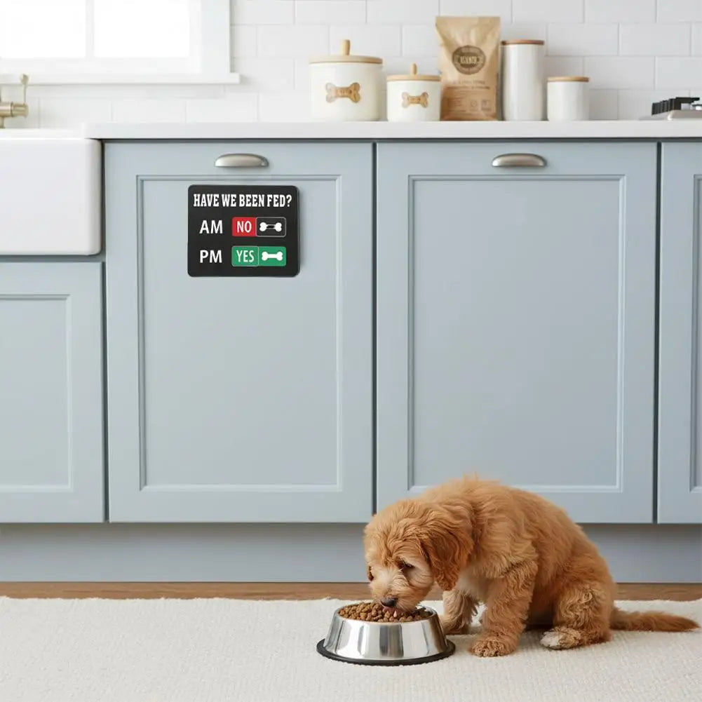 Pet Feeding Reminder Sign | AM/PM Slider Fridge Magnet Pet Feeding Reminder QXL