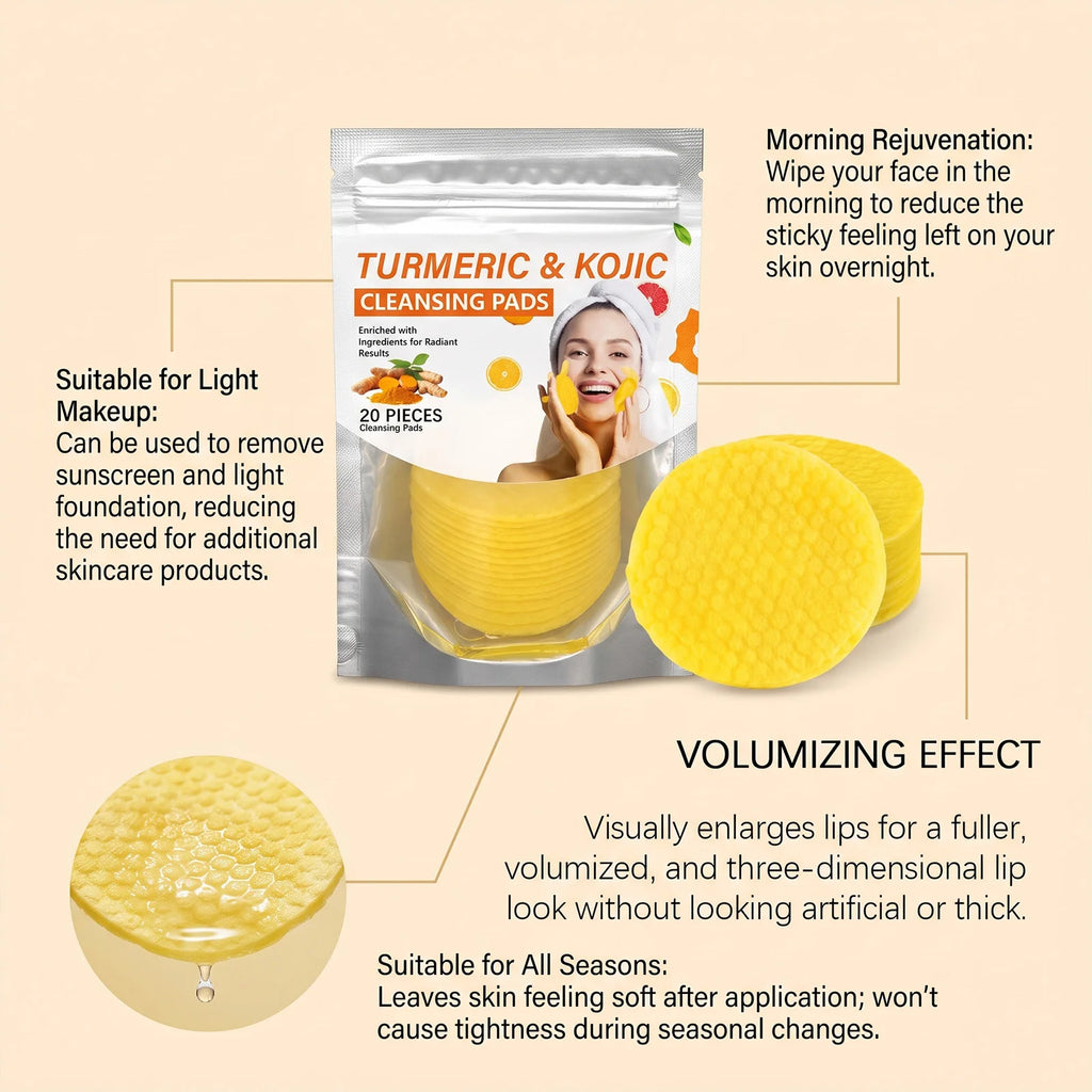 20-Pack Turmeric Cleansing Pads | Brighten & Hydrate Skin Facial Cleansing Pads QXL
