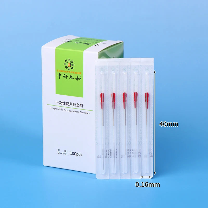100-Pack Sterile Disposable Acupuncture Needles + Guide Tubes Acupuncture Needles QXL E