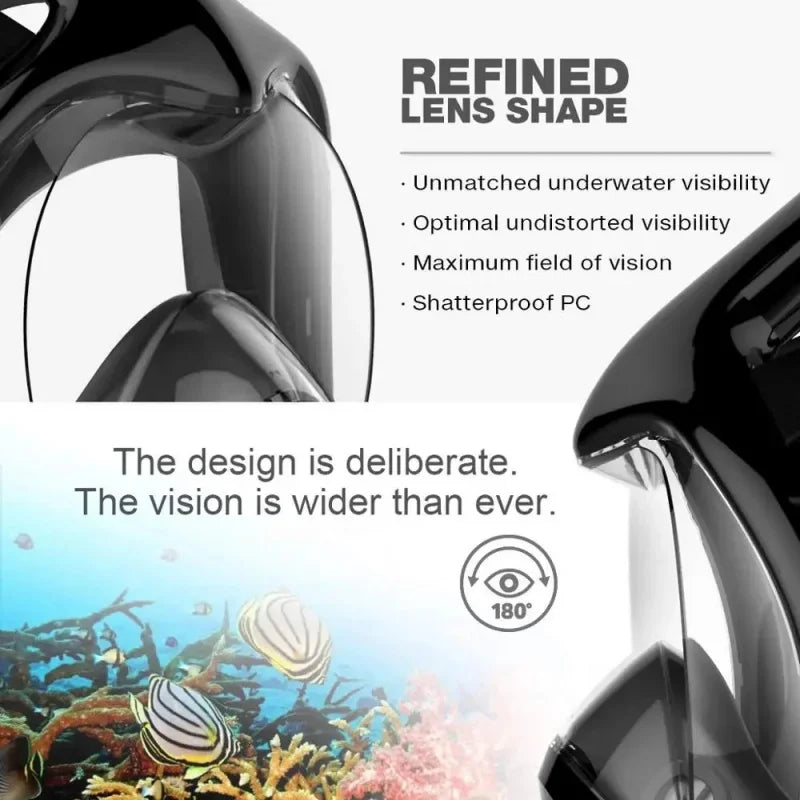 Anti-Fog Full Face Snorkel Diving Mask for Adults | L/XL Snorkel Diving Mask QXL