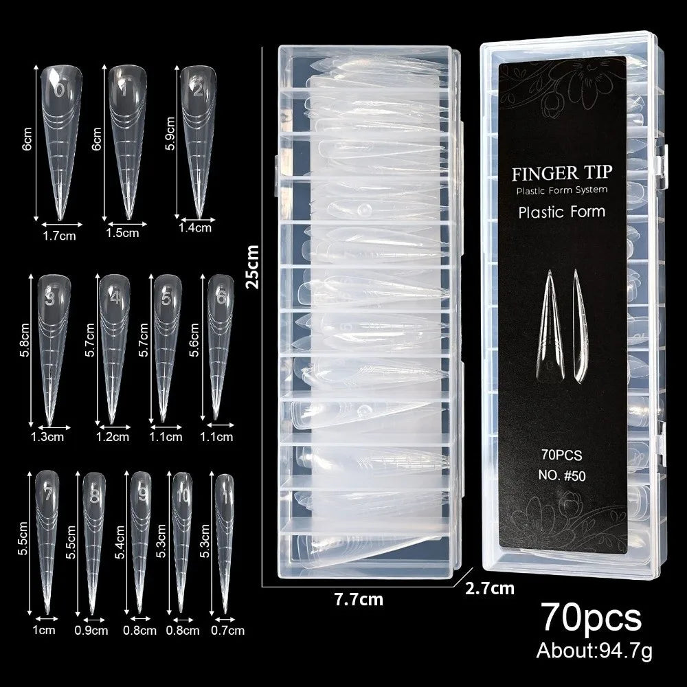 Transparent Dual Gel Nail Extension Forms | 14 Sizes, 70–150 Pc Nail Extension Forms QXL