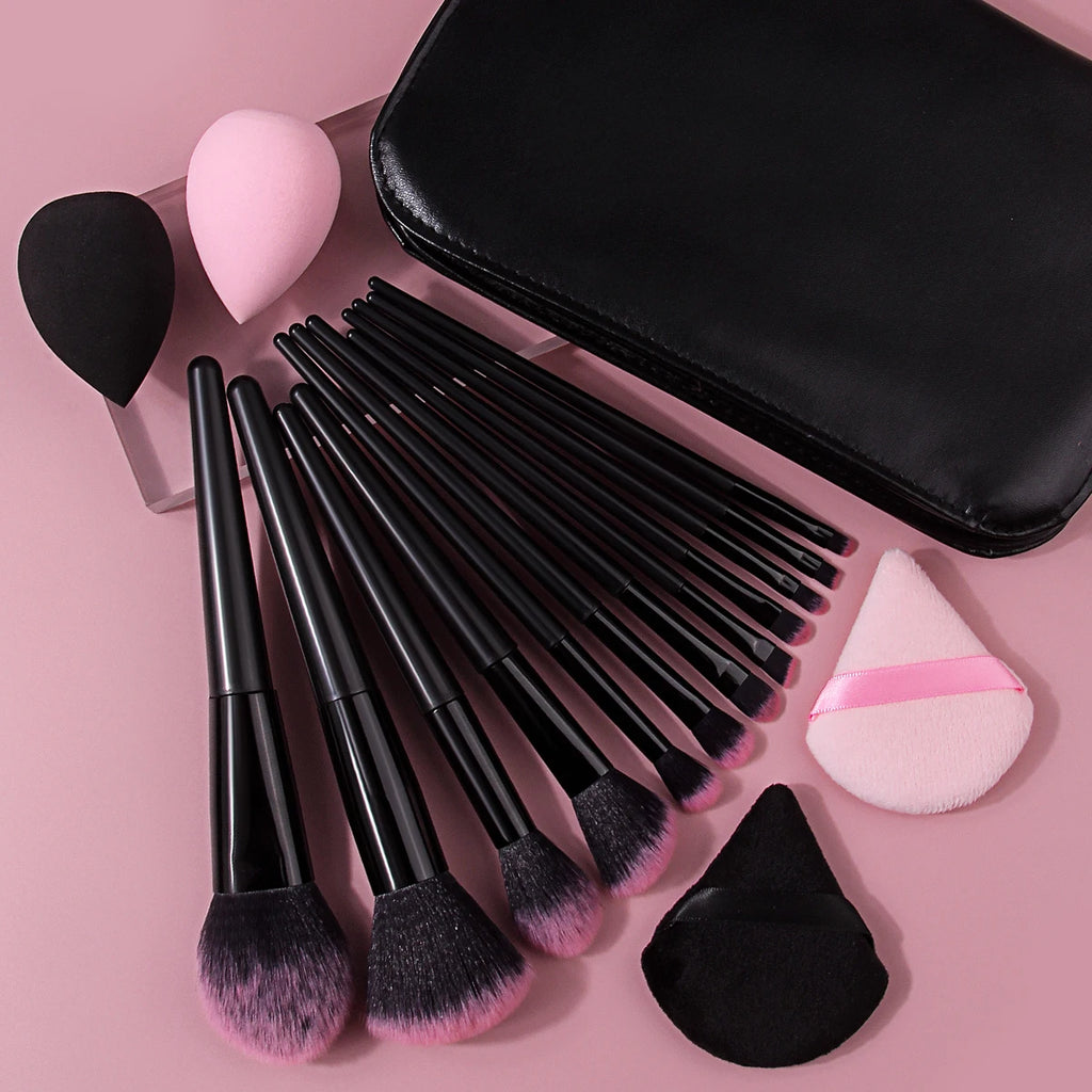 17-Pc Professional Makeup Brush Set with Bag & Sponges Makeup Brush Set QXL