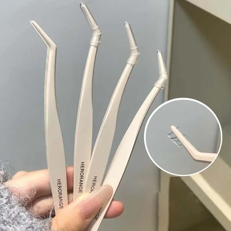 Anti-Stick Curved Eyelash Tweezers | Stainless Steel Lash Tool Eyelash Tweezers QXL