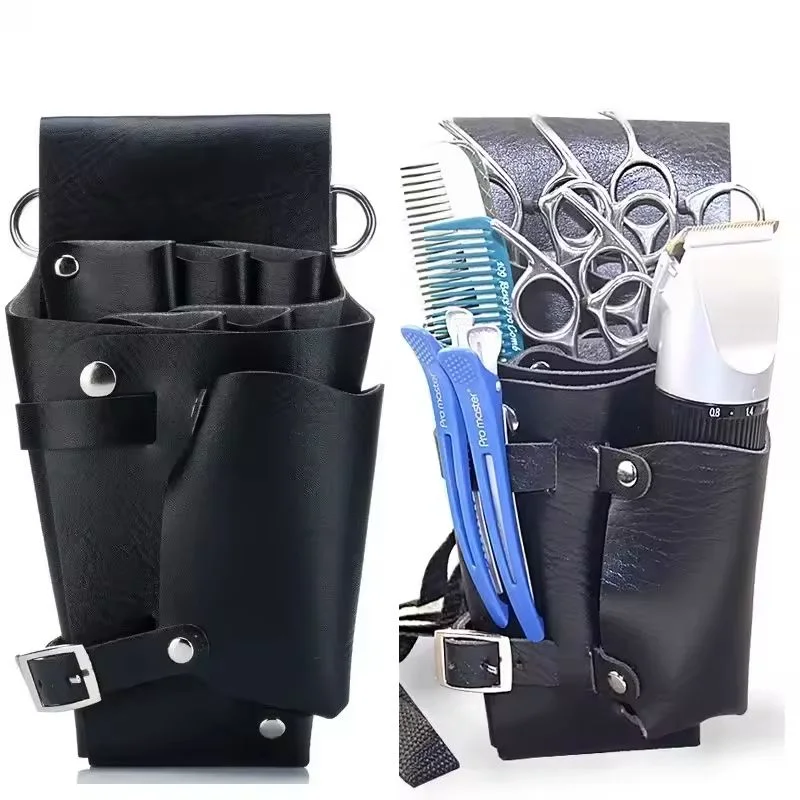 Barber Scissor Holster Belt Bag | PU Leather Salon Tool Organizer Barber Tool Bag QXL