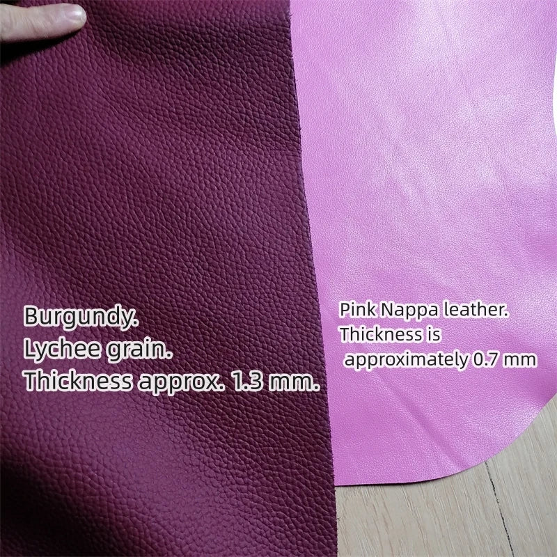 Top-Grain Cowhide Leather Sheet 1–1.2mm | Burgundy & Pink DIY Leather Craft Sheet QXL