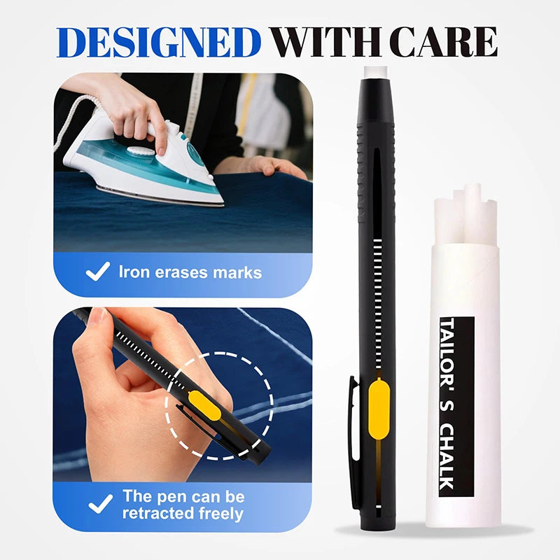 2-Pack Heat-Erasable Fabric Marker Pens + 20 Refills | Sewing Fabric Marker Pen QXL