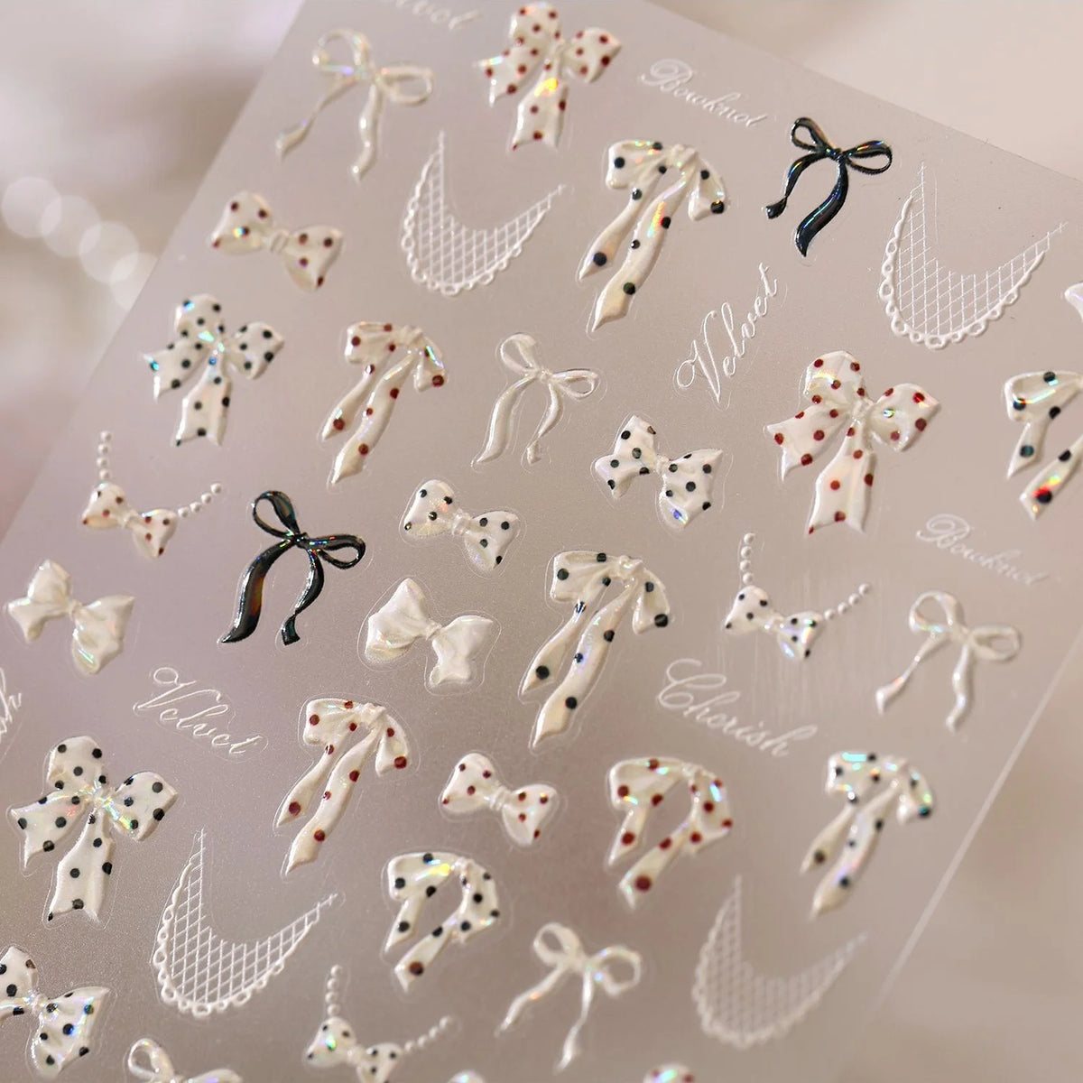 5D Retro Nail Stickers – Polka Dot, Bow & Lace Decals Nail Art Stickers QXL