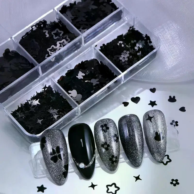 6-Grid Nail Glitter Sequins | Hearts, Butterflies & Stars Nail Glitter Sequins QXL Default Title
