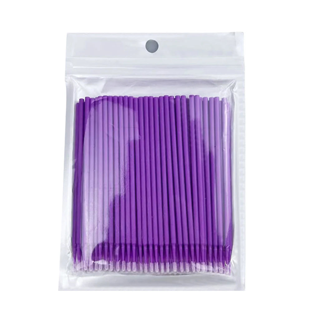 100-Pack Disposable Micro Brushes for Eyelash Extensions Lash Applicator Brushes QXL M94 Purple 100PCS