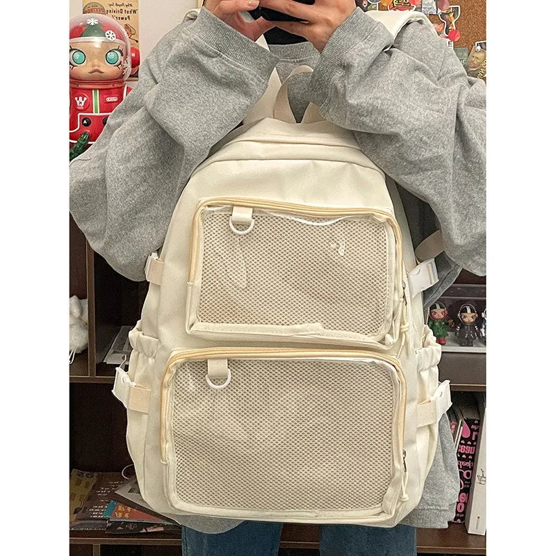 Kawaii Ita Bag Backpack | Clear Pin Display Window School Bag Ita Bag Backpack QXL