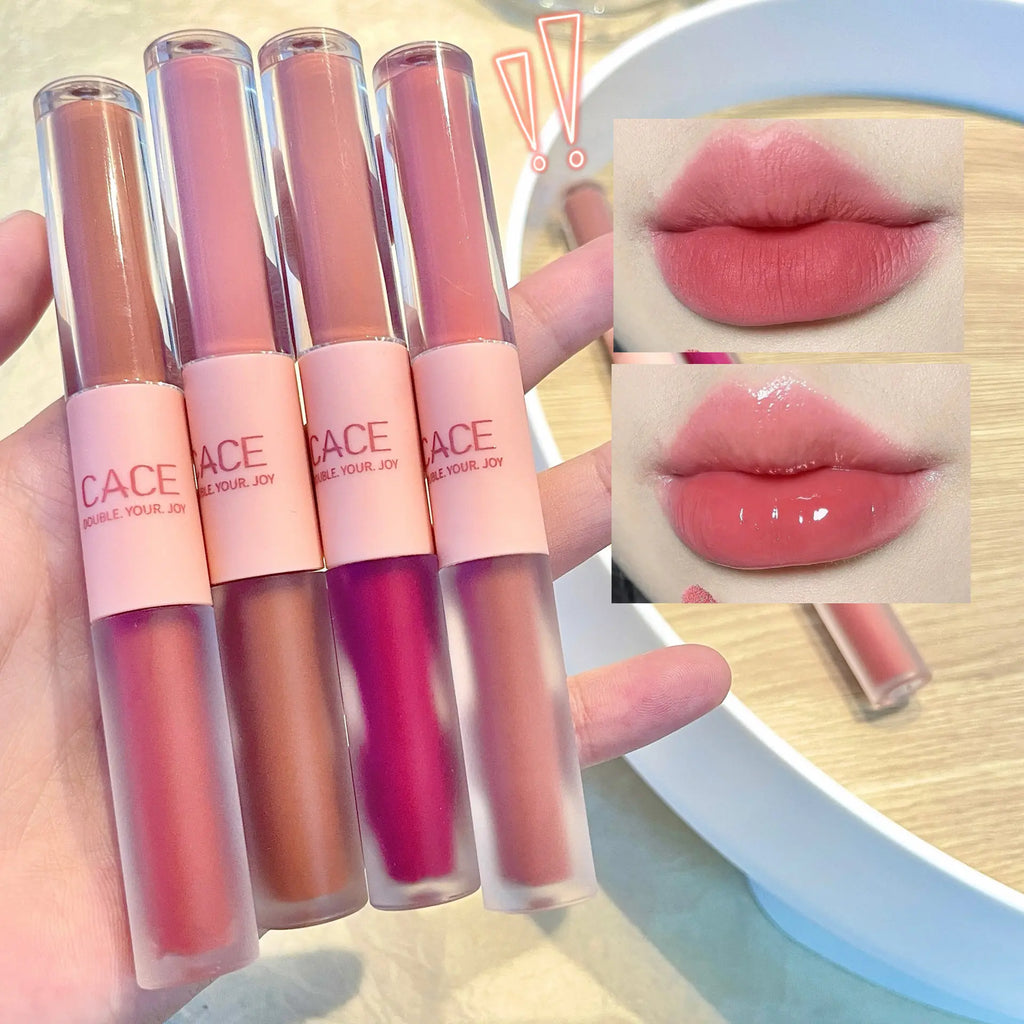 Maxfine Double-End Lip Gloss | Matte Velvet & Mirror Finish Lip Gloss QXL