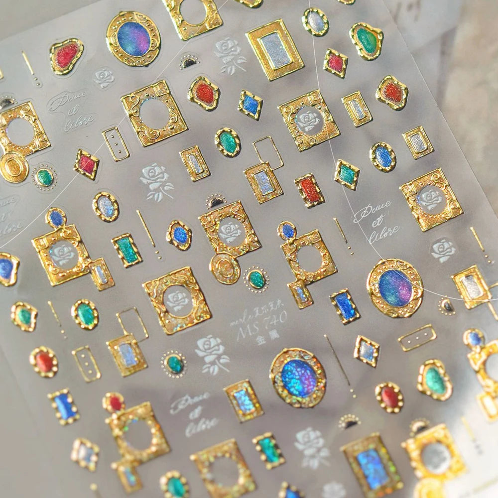 5D Oriental Flower Nail Stickers | Crystal Rhinestone Decals Nail Art Stickers QXL