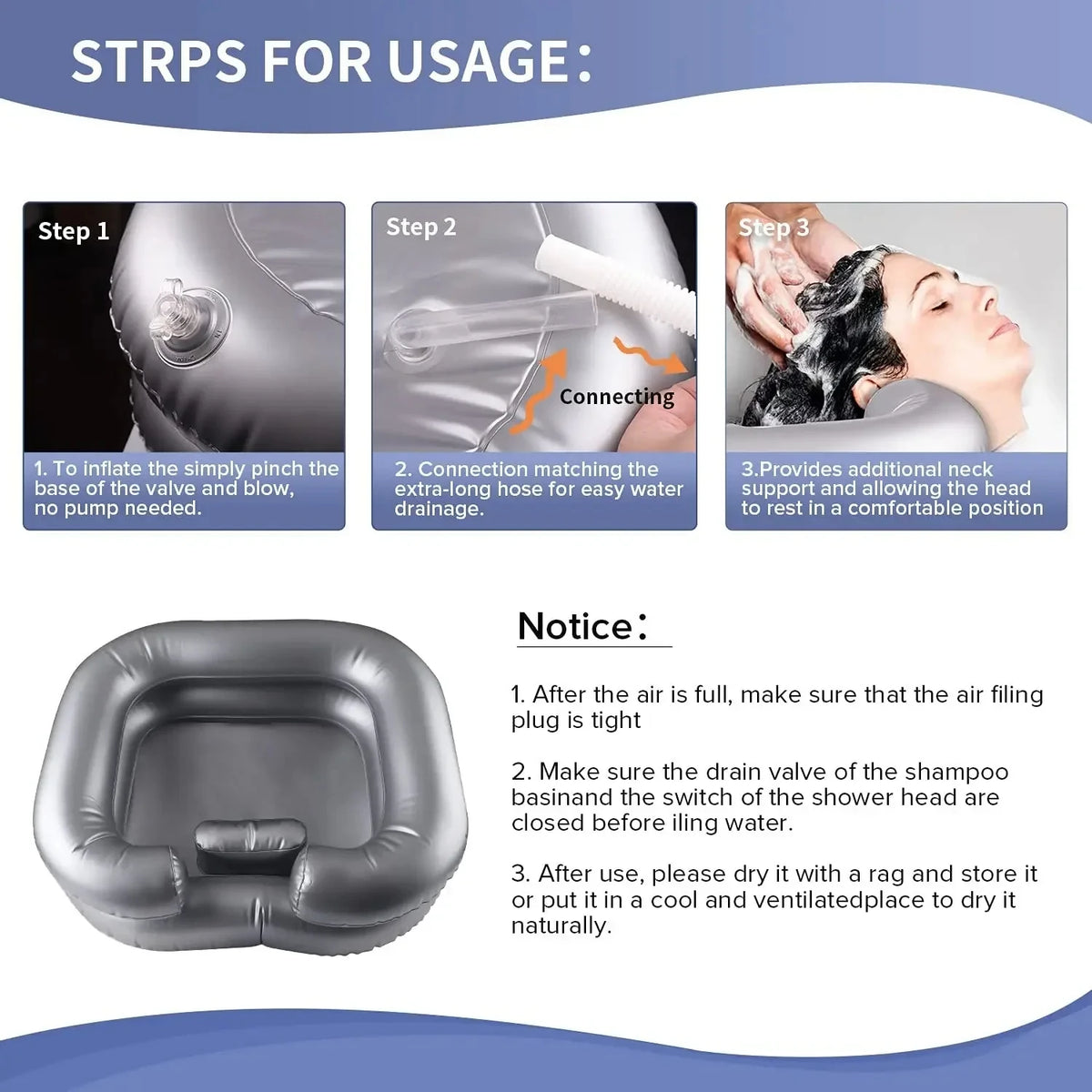 Inflatable Portable Shampoo Basin | Foldable Hair Washing Bowl Inflatable Shampoo Basin QXL