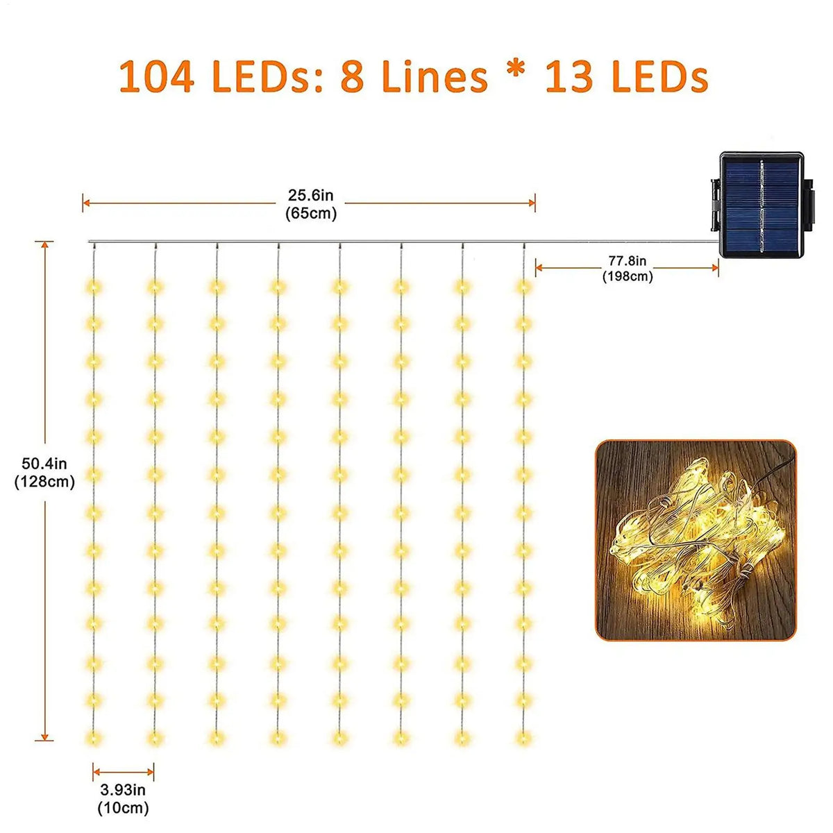 Solar Umbrella String Lights 104 LED 8 Modes IP67 Waterproof Solar String Lights QXL