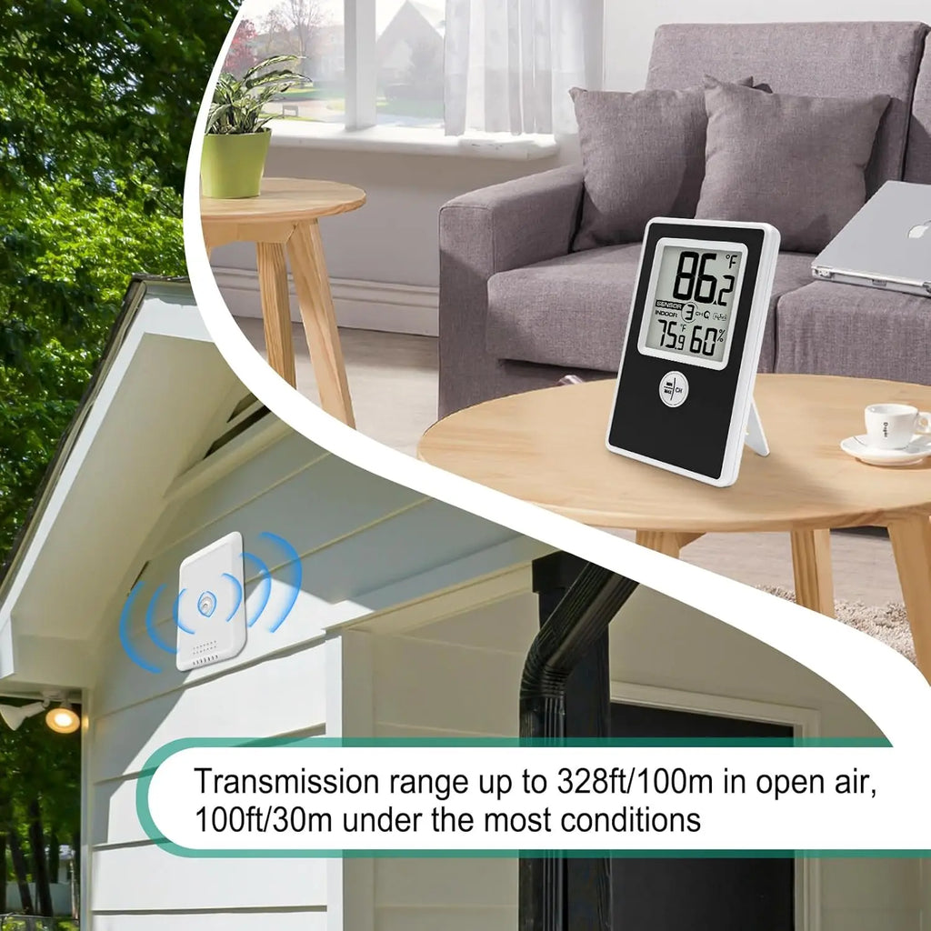 Wireless Thermometer Hygrometer | Remote Sensor & Min/Max Record Thermometer Hygrometer QXL