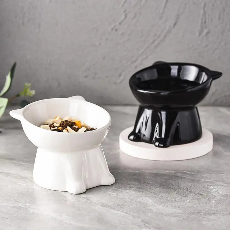 Raised Cat Bowl | Anti-Tip 15° Slanted Elevated Pet Feeder Elevated Pet Bowl QXL