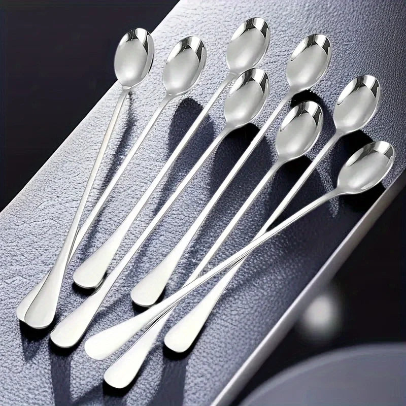 6-Piece Long-Handle Stainless Steel Spoon Set | Dishwasher Safe Spoon Set QXL
