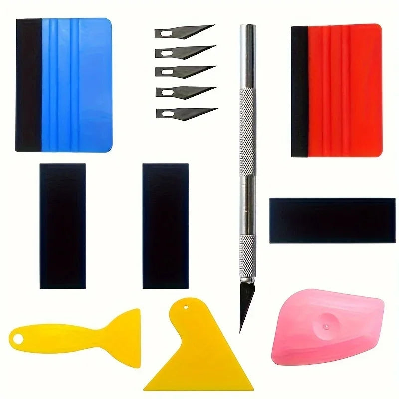 Car Vinyl Wrap Tool Kit – Squeegee, Scraper & Cutter Knife Car Wrap Tool Kit QXL 14PCS