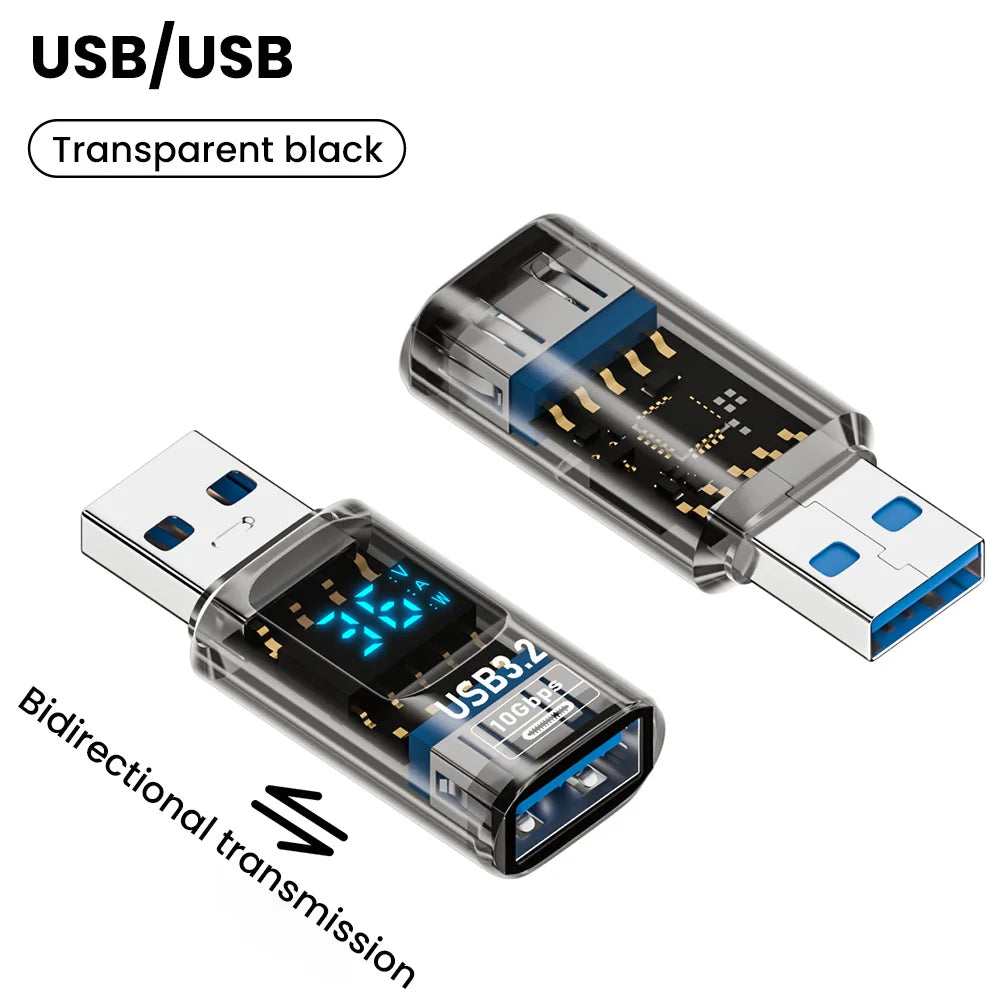 USB-A to USB-C Adapter 10Gbps 60W Fast Charge Digital Display USB-C Adapter QXL USB M to USB Light