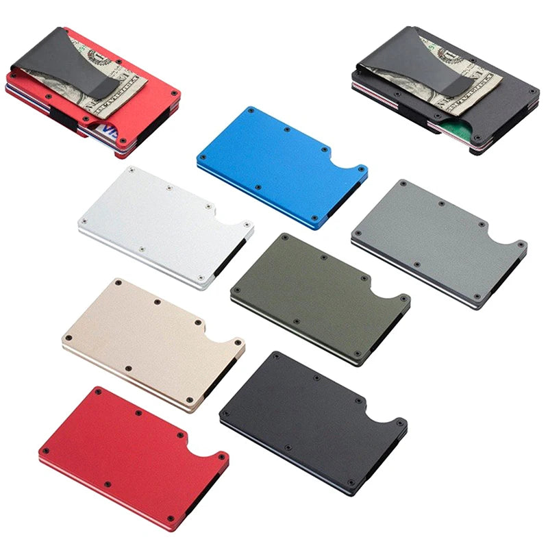 Slim RFID Minimalist Wallet – Aluminum Money Clip & Card Holder RFID Slim Wallet QXL