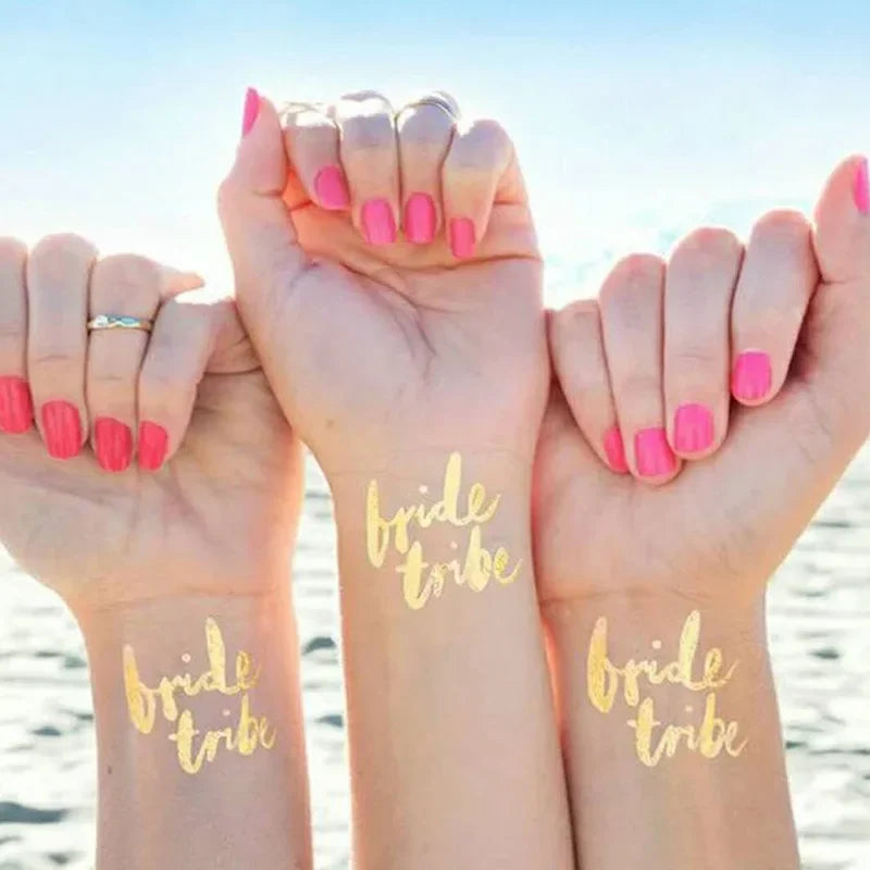 5-Pack Team Bride Gold Temporary Tattoos | Bachelorette Party Temporary Tattoos QXL