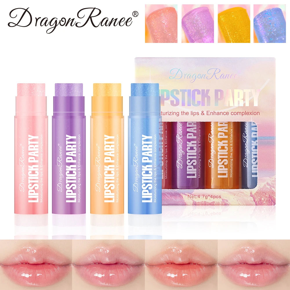 Dragon Ranee 4-Pc Pearlescent Mirror Lip Gloss Set | Long-Lasting Lip Gloss Set QXL 01
