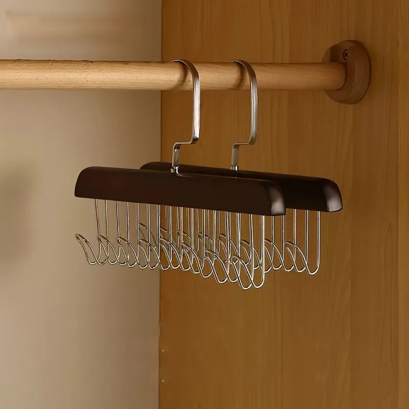 Wooden Suit Hanger with 8 Metal Hooks | Retro Finish Wooden Suit Hanger QXL