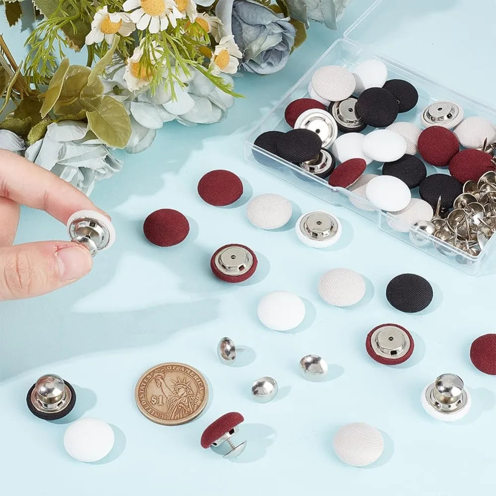 40-Set Cloth Covered Metal Shank Buttons 17mm | 4 Colors Sewing Buttons QXL