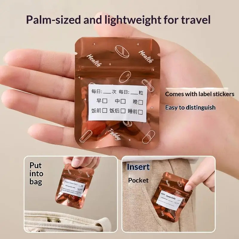 Light-Proof Self-Sealing Pill Pouches 30/60-Pack | Travel Storage Pill Storage Pouches QXL