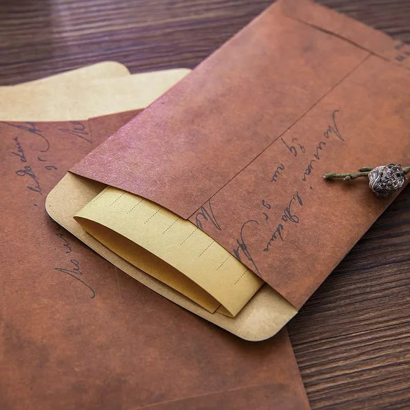Vintage Kraft Paper Envelopes & Letter Paper Set – 10+20 Pcs Stationery Set QXL