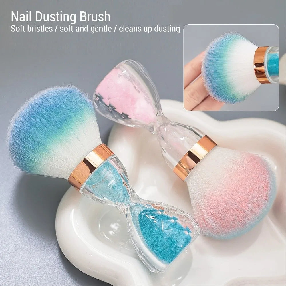 Hourglass Nail Dust Brush | Fluffy Nylon Manicure Cleaner Nail Dust Brush QXL