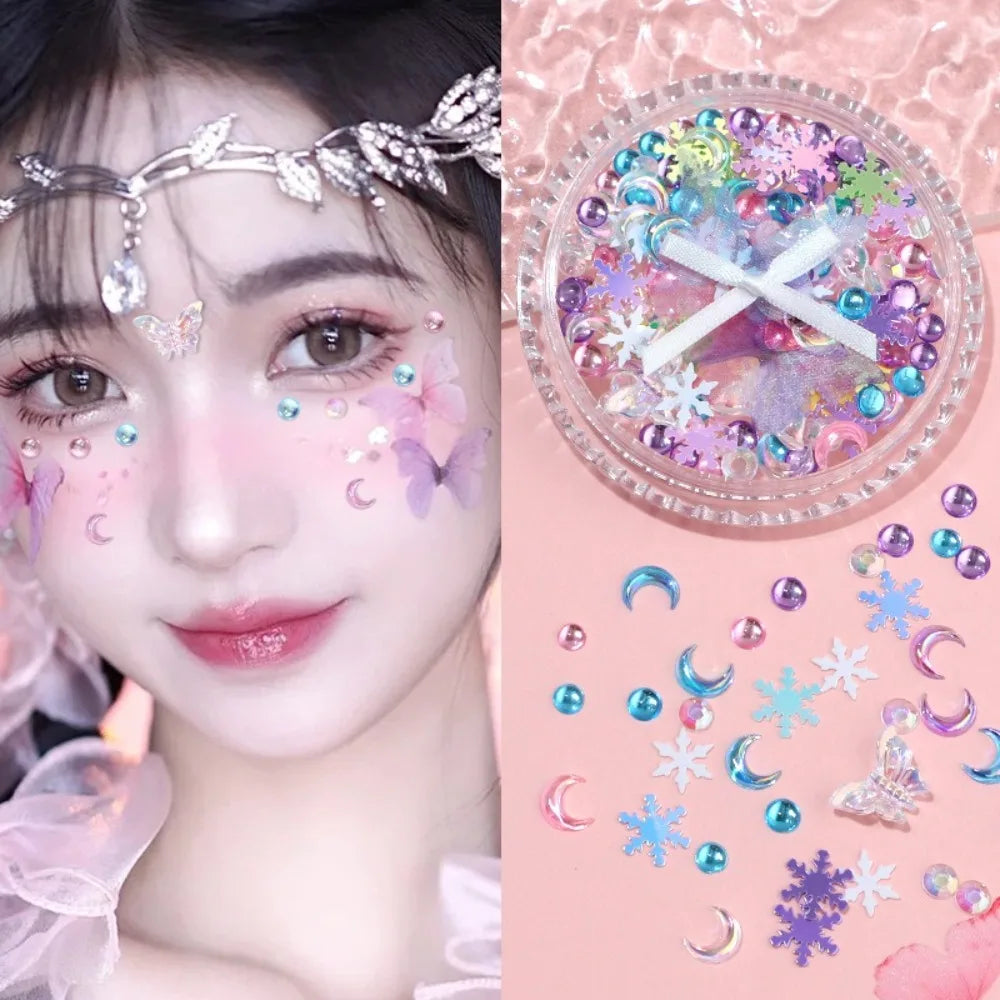 Butterfly Diamond Pearl Face Stickers | Bridal DIY Makeup Face Makeup Stickers QXL